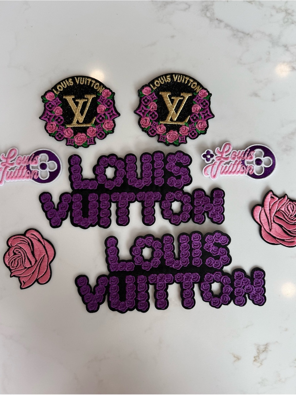Beautiful Crafted Purple & Pink Floral Louis Vuitton Patches
